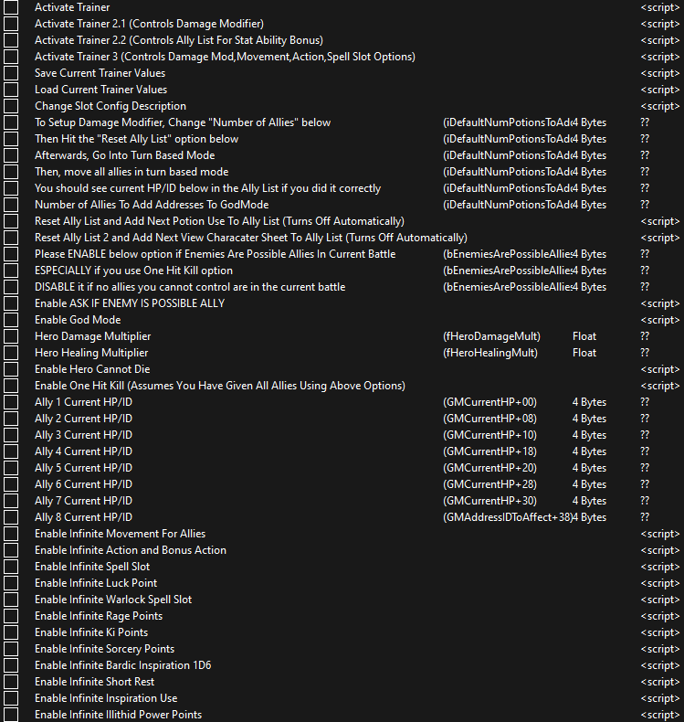 bg3_table_options1 Drummers Cheat Tables